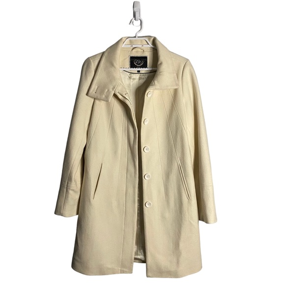 RW&CO Women's Ivory Single Breasted Wool Blend Coat - Picture 9 of 12
